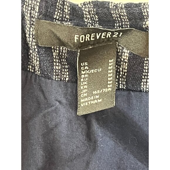 Forever 21 Blue White Linen Blend Striped Button Front Mini Skirt Medium - Picture 11 of 12